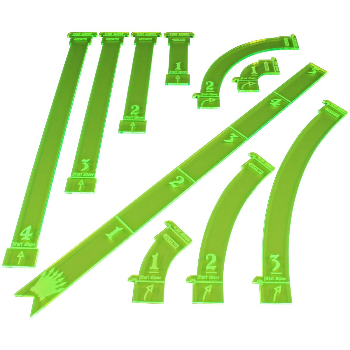 Rune Battles, Maneuver & Shooting Gauge Set, Fluorescent Green (10) - SPECIAL ORDER!