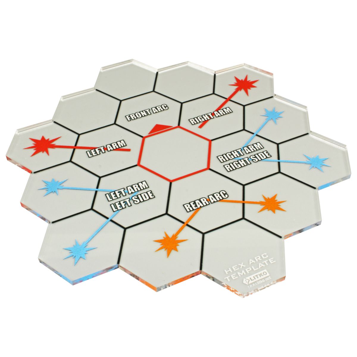 Premium Printed Mecha Hex Map Fire Arc Template - SPECIAL ORDER!