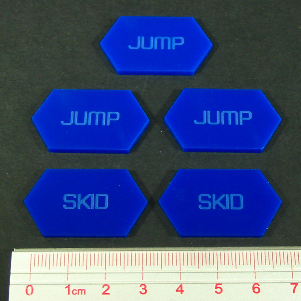 Mecha Combat Double-Sided Jump/Skid Tokens, Blue (5) - SPECIAL ORDER!