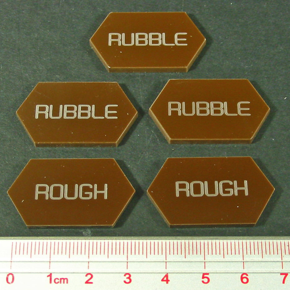 Mecha Combat Double-Sided Rubble/Rough Tokens, Brown (5) - SPECIAL ORDER!