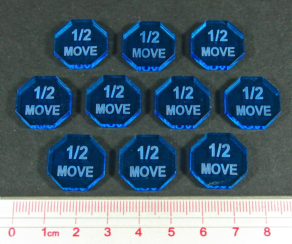 One Half Move Tokens, Fluorescent Blue (10) - SPECIAL ORDER!