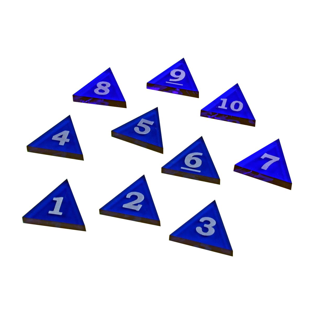 Mini Numbered Triangles 1-10, Translucent Blue  (10) - SPECIAL ORDER!