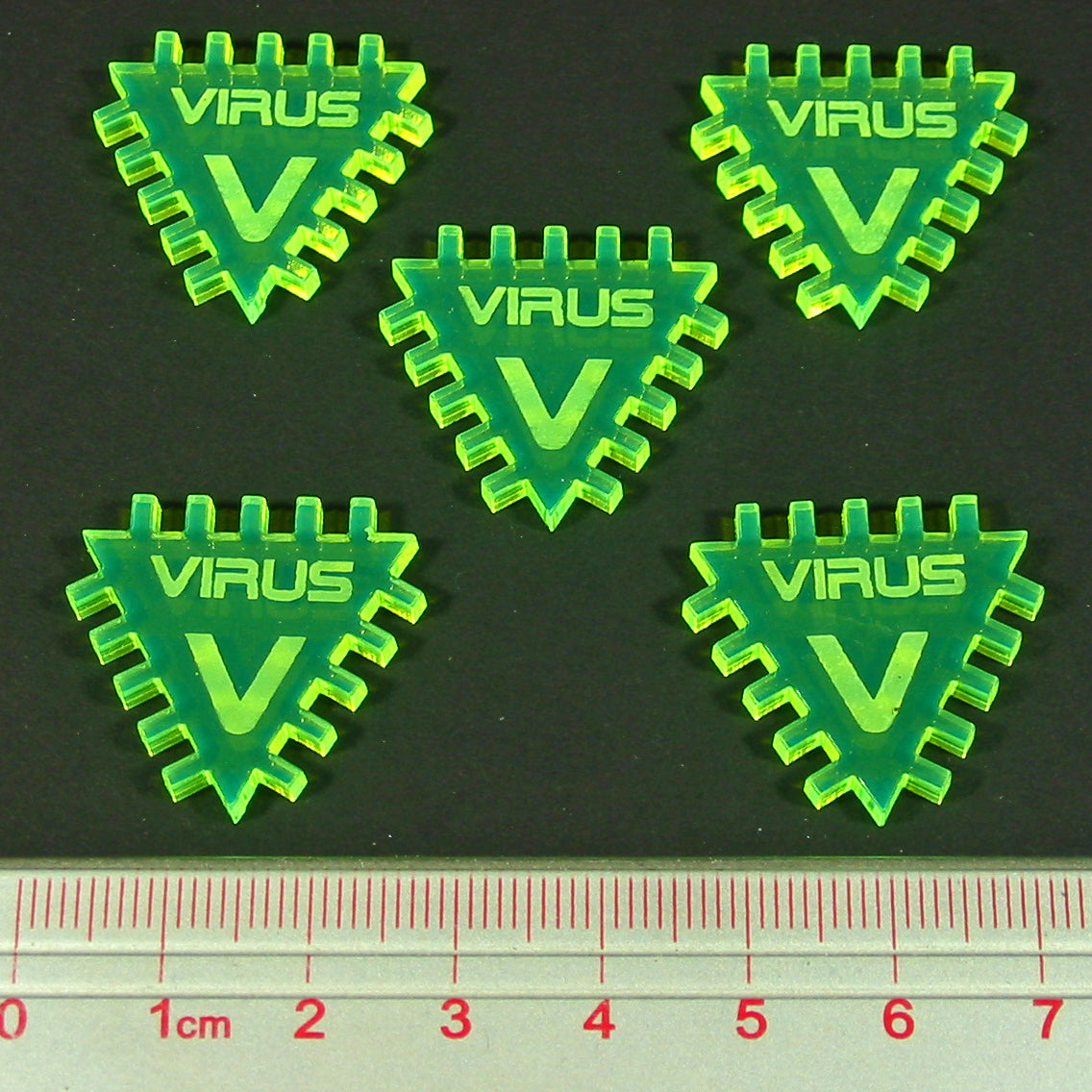 Net Hacker Large Virus Tokens, Fluorescent Green (5) - SPECIAL ORDER!