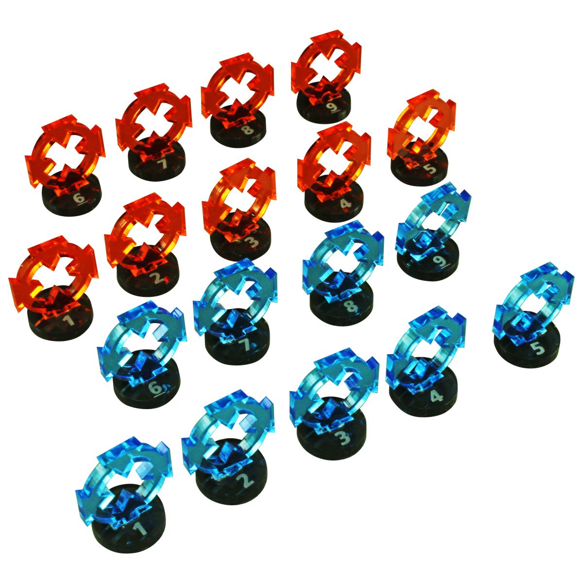 Space Fighter Target Marker Expansion Set #1-9, Fluorescent Blue and Orange (18)