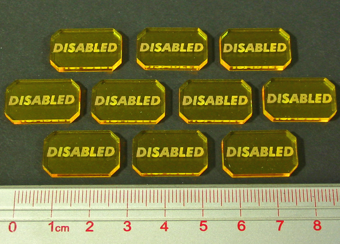 Space Wing Disabled Tokens, Transparent Yellow (10) - SPECIAL ORDER!