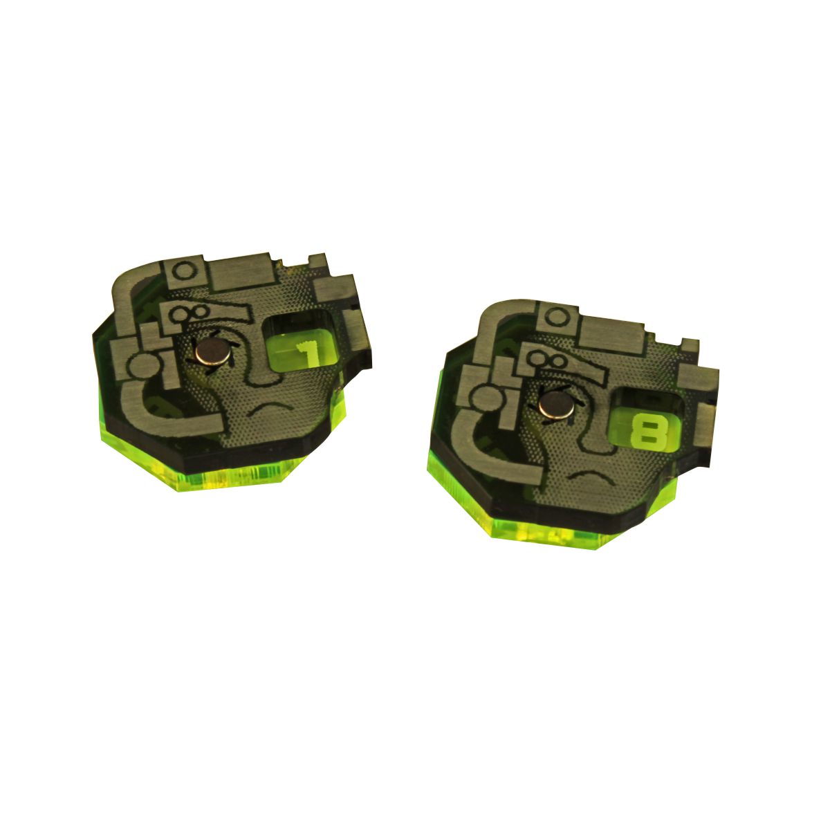 Space Wing Drone Dials, Translucent Grey & Fluorescent Green (2) - SPECIAL ORDER!