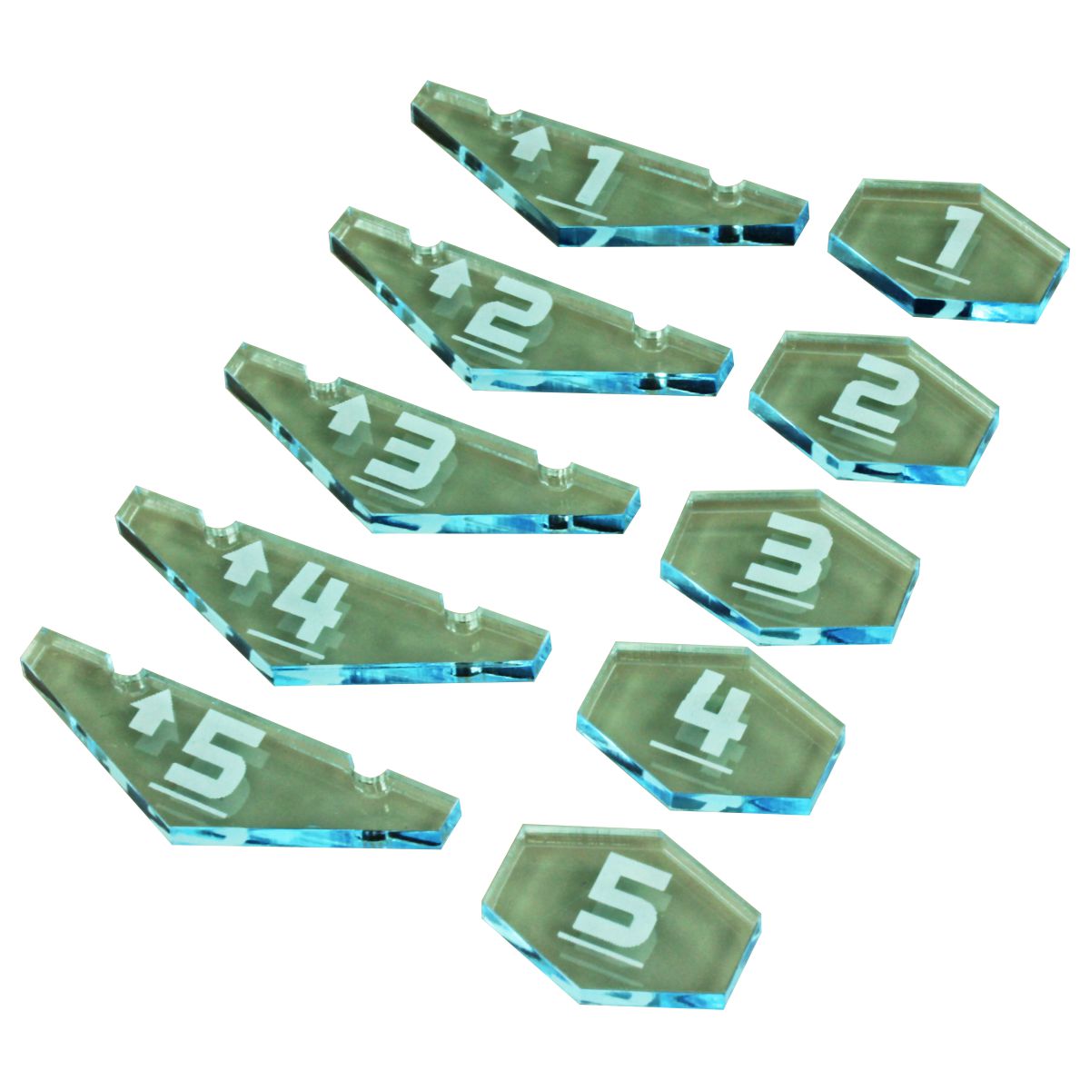 Space Combat Place Holder Token Set #1-5, Transparent Light Blue  (10) - SPECIAL ORDER!