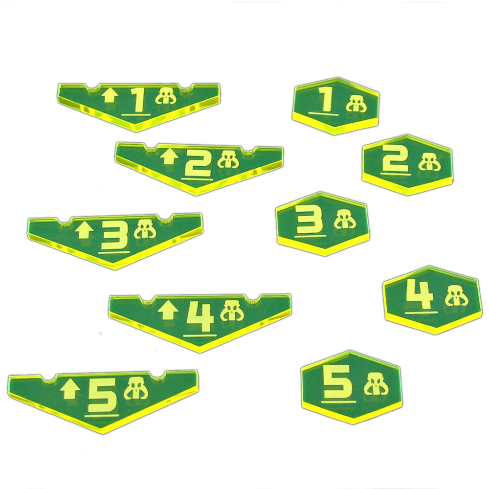 Space Fighter Scum Place Holder Token Set #1-5, Fluorescent Yellow (10) - SPECIAL ORDER!