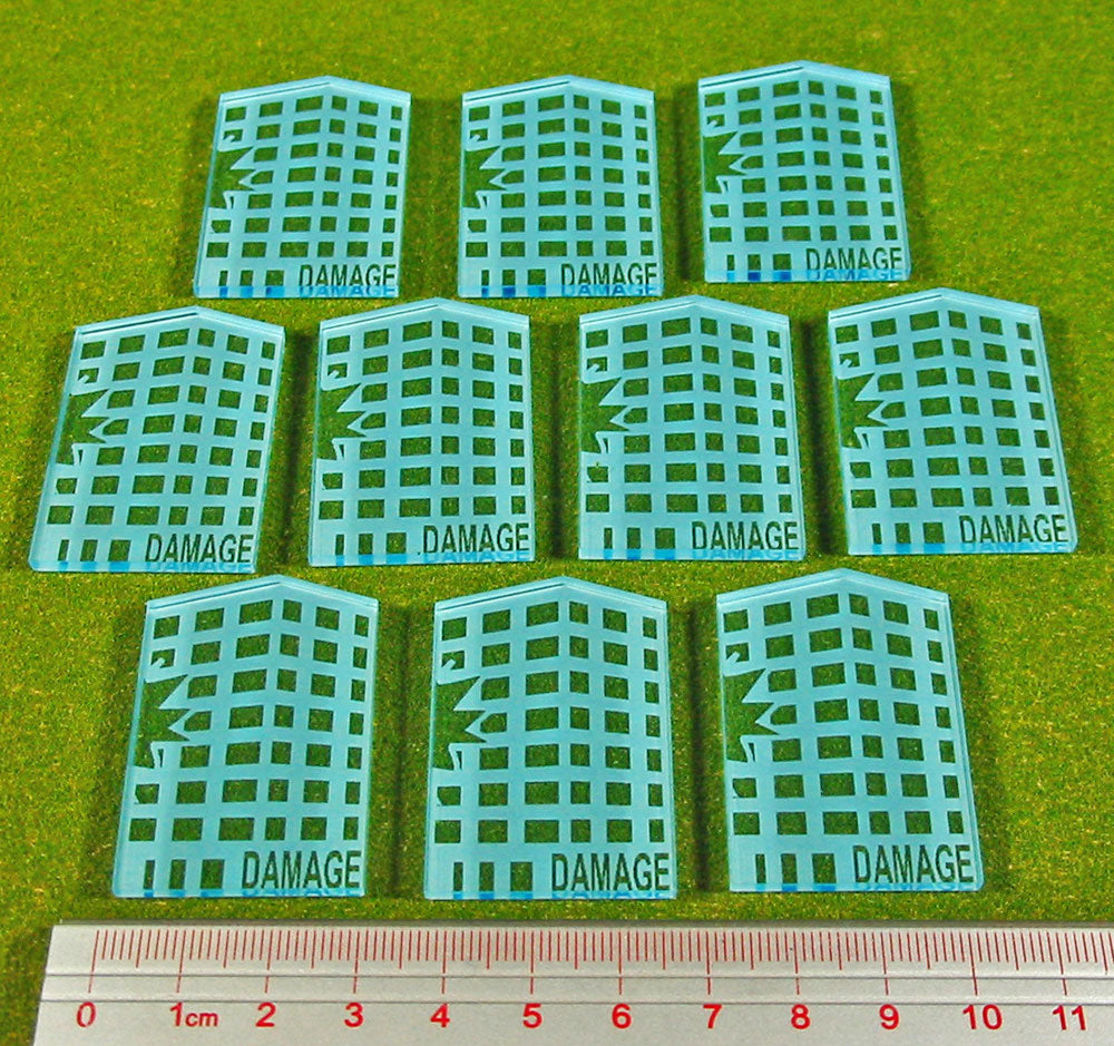 Dropzone, Building Damage Tokens, Transparent Light Blue (10) - SPECIAL ORDER!