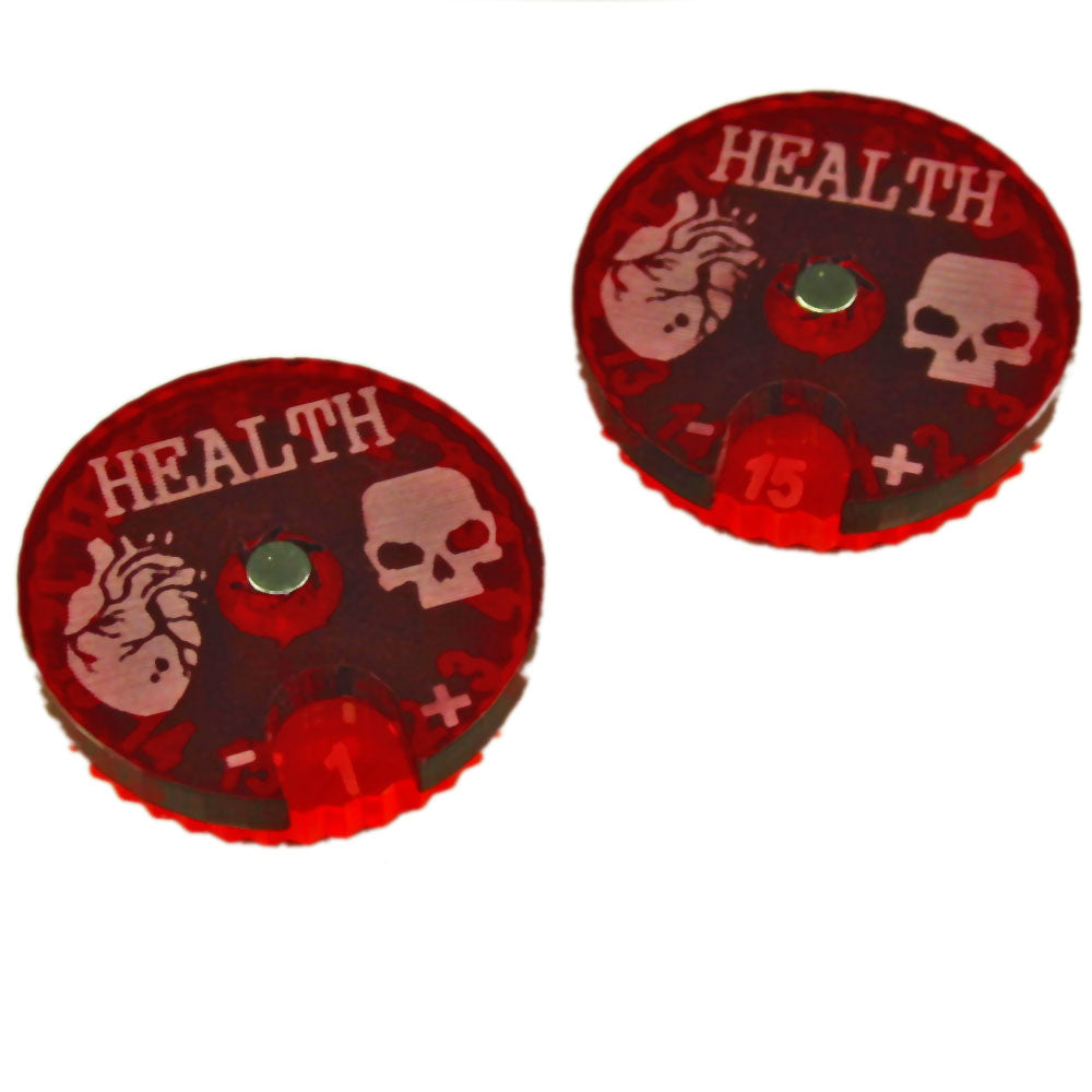 Cthulhu Health Dials, Fluorescent Pink and Translucent Red (2) - SPECIAL ORDER!