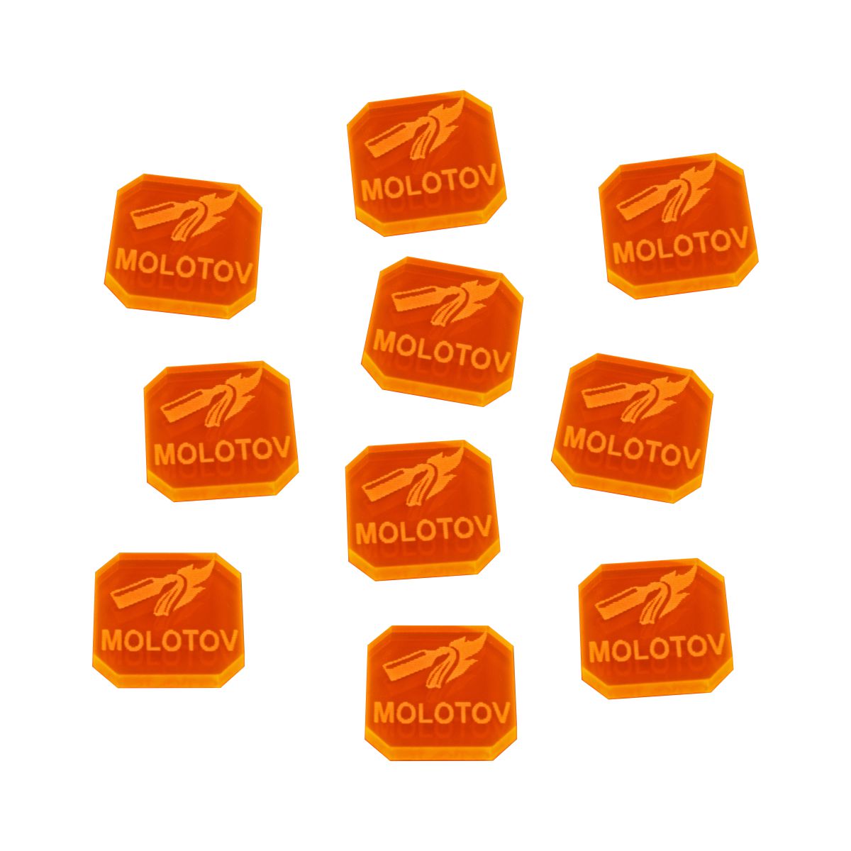 Gaslands Molotov Ammo Tokens, Fluorescent Orange (10) - SPECIAL ORDER!