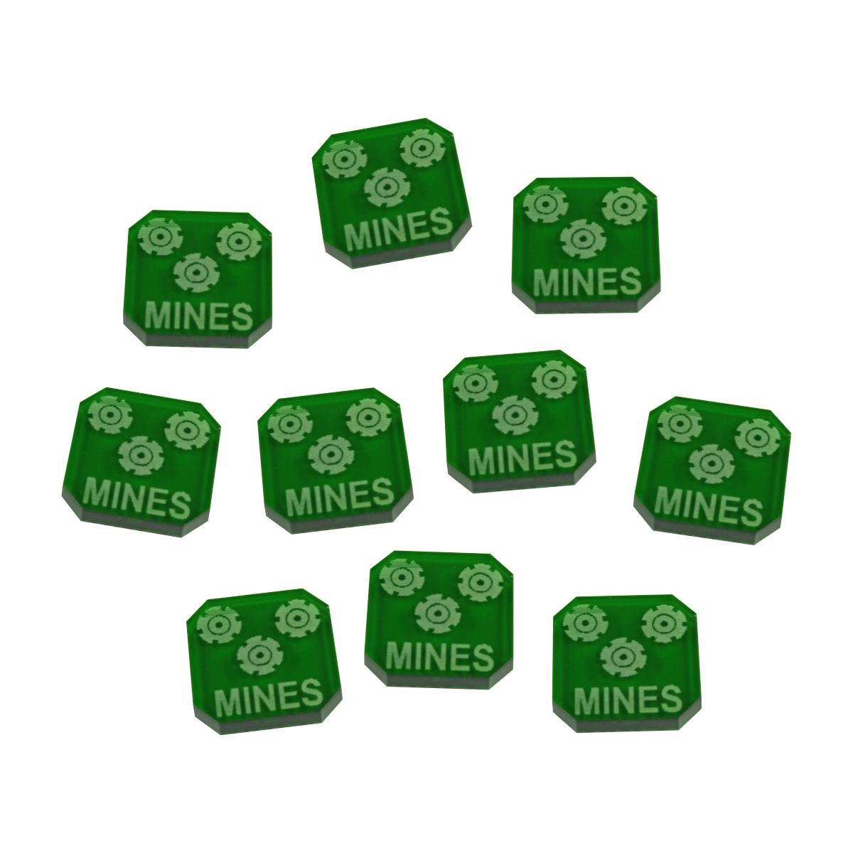 Gaslands Mines Ammo Tokens, Translucent Green (10) - SPECIAL ORDER!