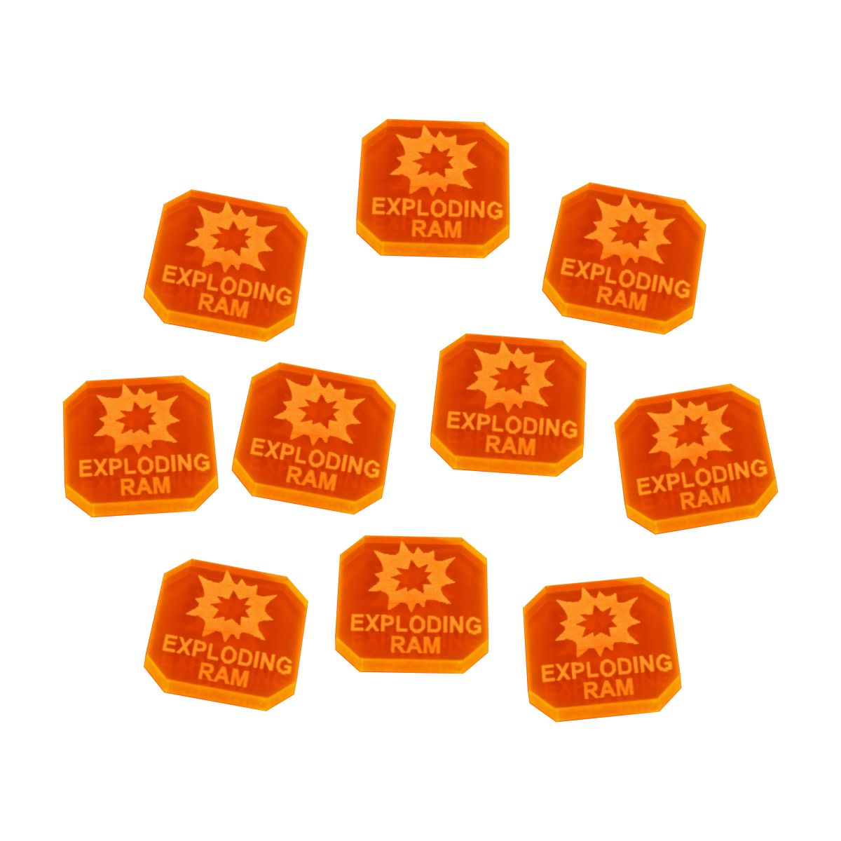 Gaslands Exploding Ram Ammo Tokens, Fluorescent Orange (10)