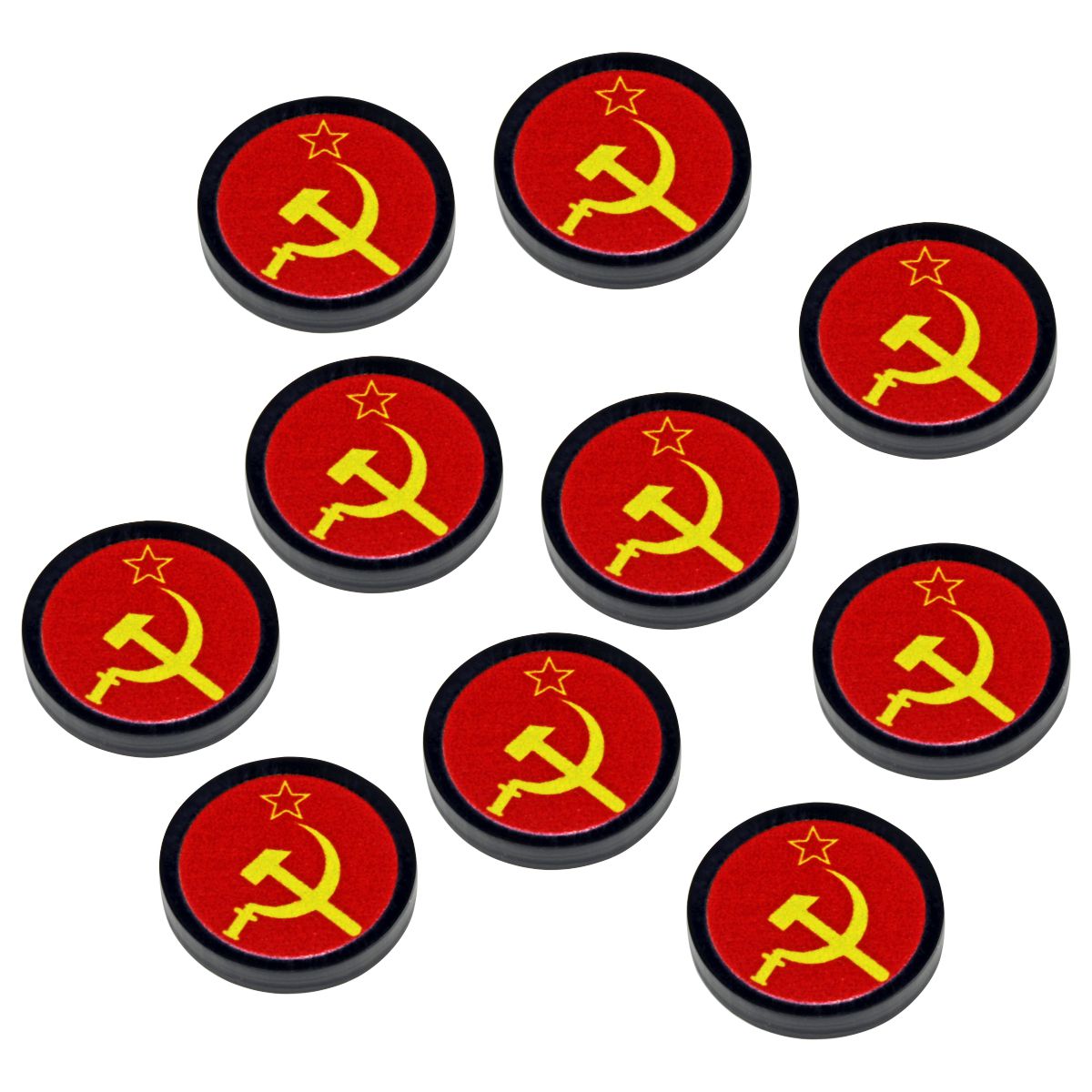 Premium Printed WWII Faction Tokens, Russia Hammer & Sickle (10) - SPECIAL ORDER!