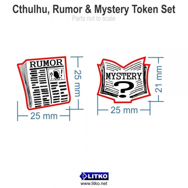 LIT-TS776-VRY Cthulhu Rumor & Mystery Token Set, Ivory (5)