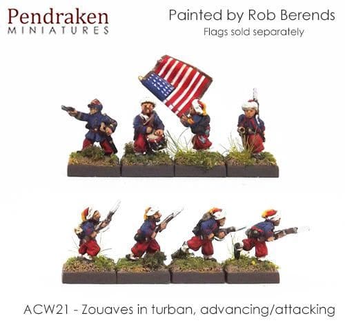 Zouaves in turban, advancing/attacking inc. command