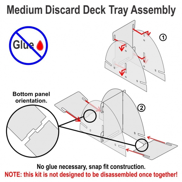 Mini-Sized Card Deck Tray with Discard Tray (Medium, 75-100 Cards)